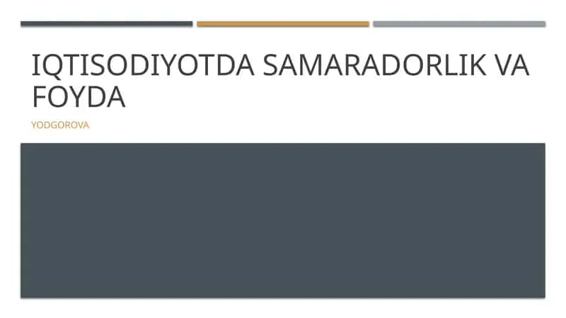 Iqtisodiyotda Samaradorlik va foyda 1