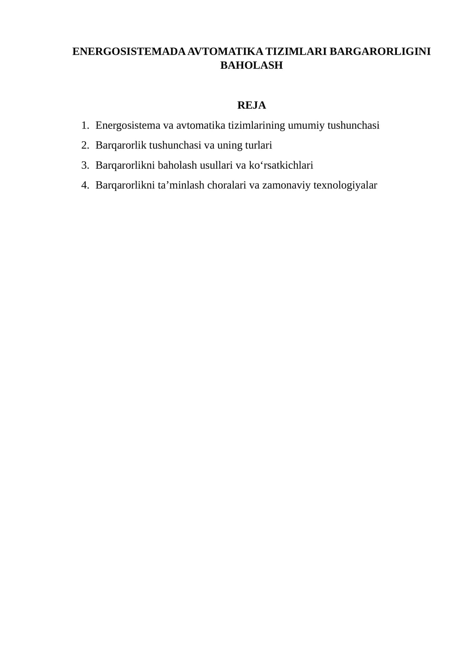 ENERGOSISTEMADA AVTOMATIKA TIZIMLARI BARGARORLIGINI BAHOLASH 1