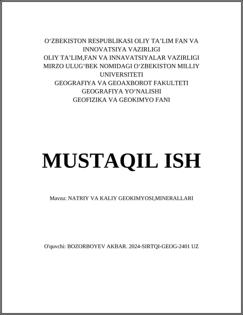 NATRIY VA KALIY GEOKIMYOSI,MINERALLARI 1