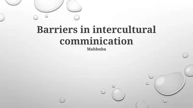 Barriers in intercultural communication 1