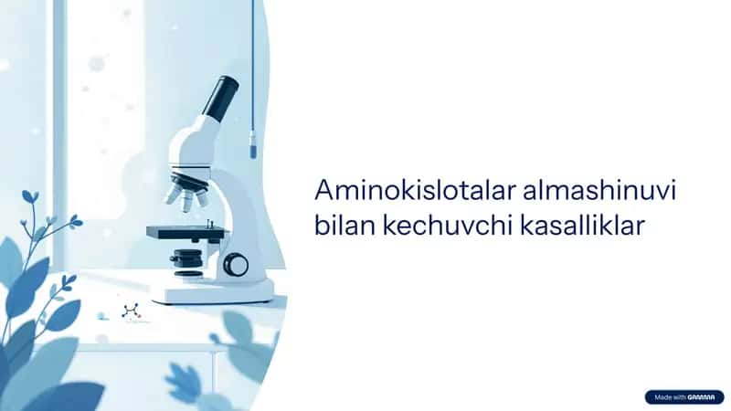 Aminokislotalar almashinuvi bilan kechuvchi kasalliklar (FKU, tirozinoz, sistinoz, gomosistinuriya, alkaptonuriya) 1