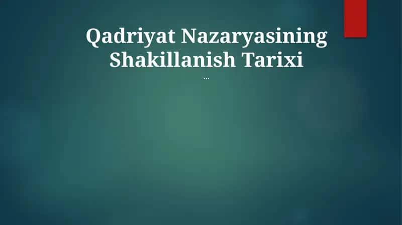 Qadriyat Nazaryasining Shakillanish Tarixi 1
