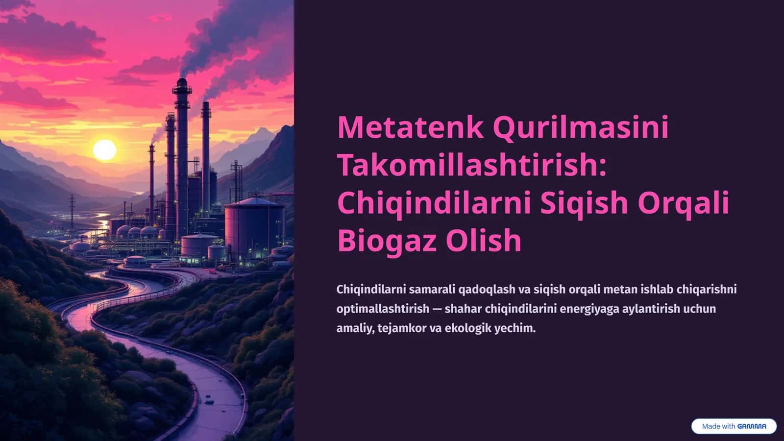 Metatenk Qurilmasini Takomillashtirish: Chiqindilarni Siqish Orqali Biogaz Olish 1