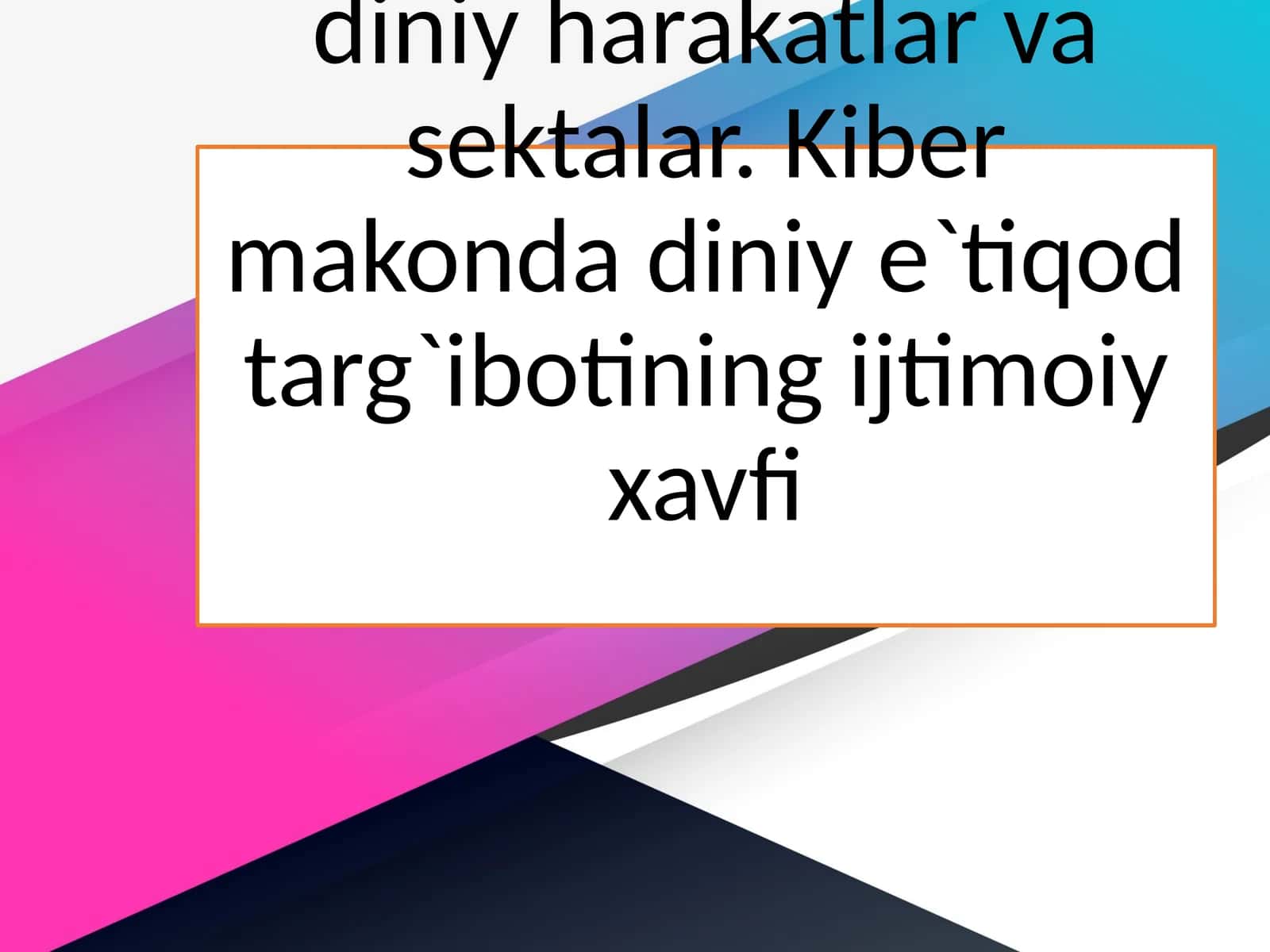 O‘zbekistonda faoliyat yurituvchi diniy tashkilotlar 1