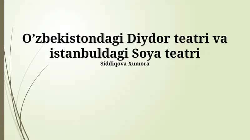 Oʻzbekistondagi Diydor Teatriga Umumiy Nazar 1