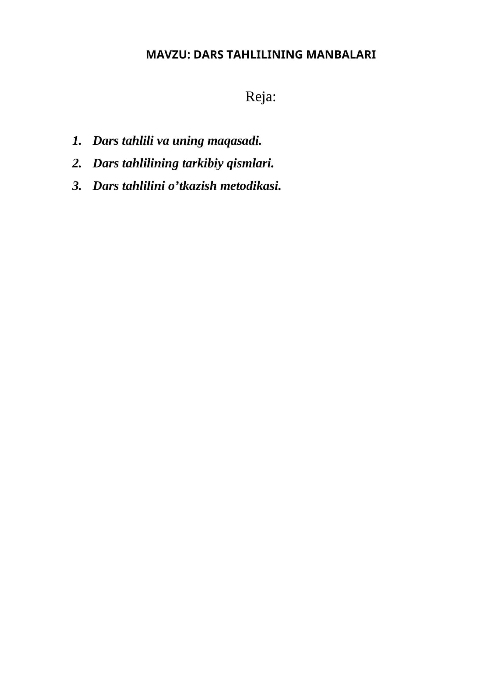 DARS TAHLILINING MANBALARI 1