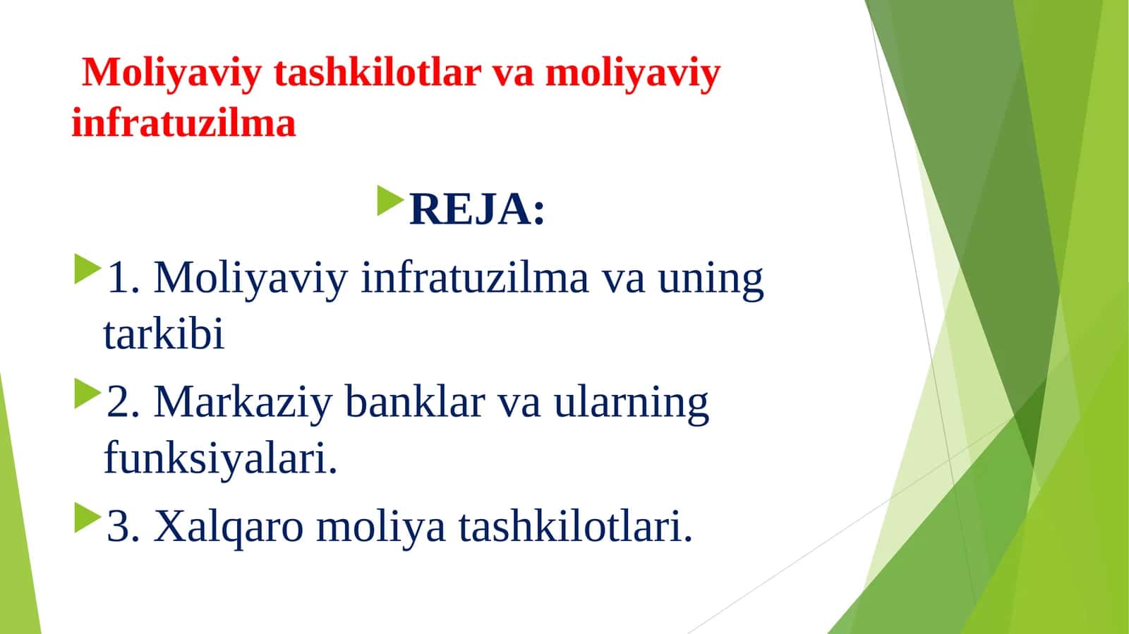 Moliyaviy tashkilotlar va moliyaviy infratuzilma 1