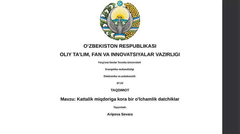Kattalik miqdoriga kora bir o'lchamlik datchiklar 1