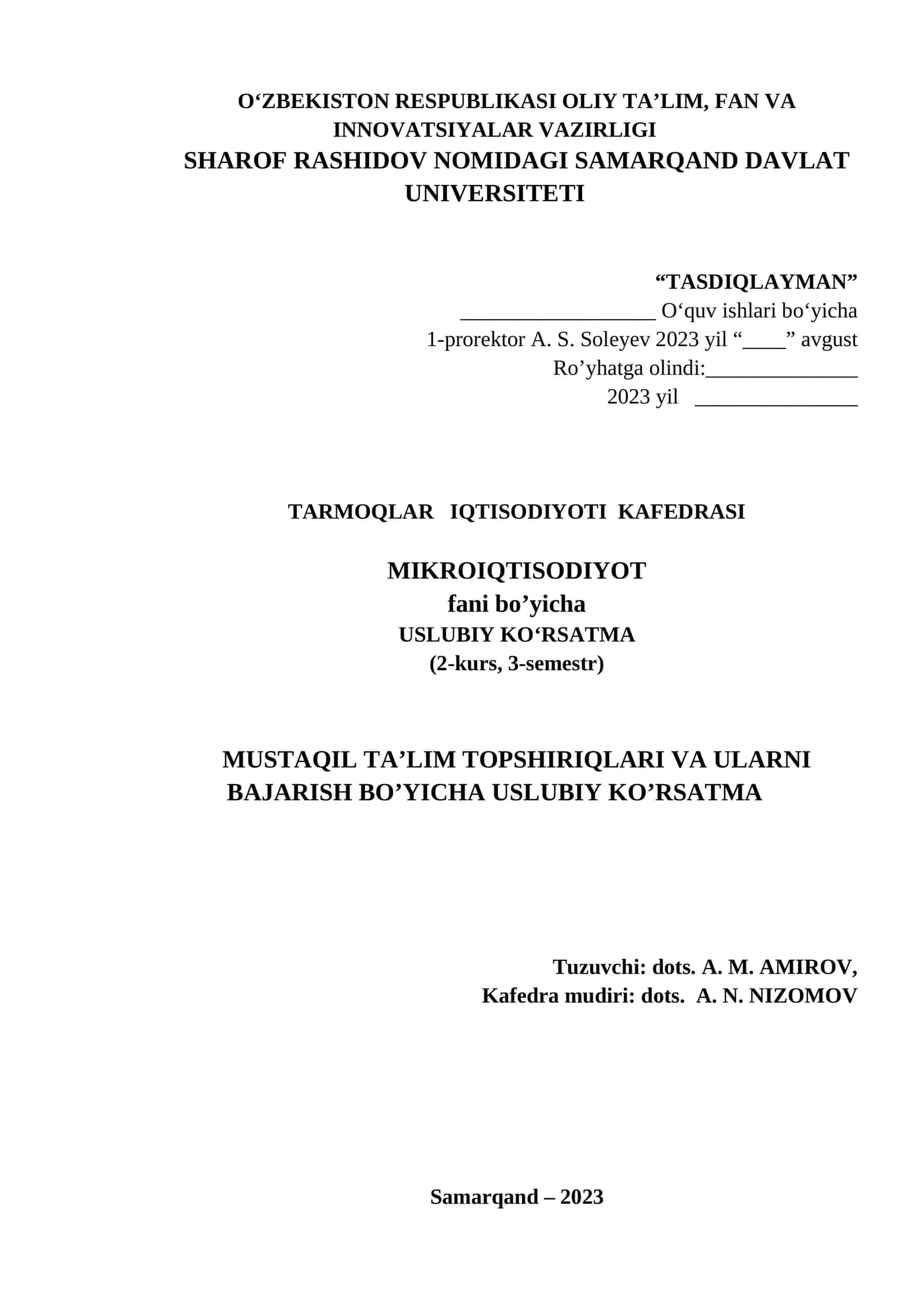 MUSTAQIL TA’LIM TOPSHIRIQLARI VA ULARNI BAJARISH BO’YICHA USLUBIY KO’RSATMA 1