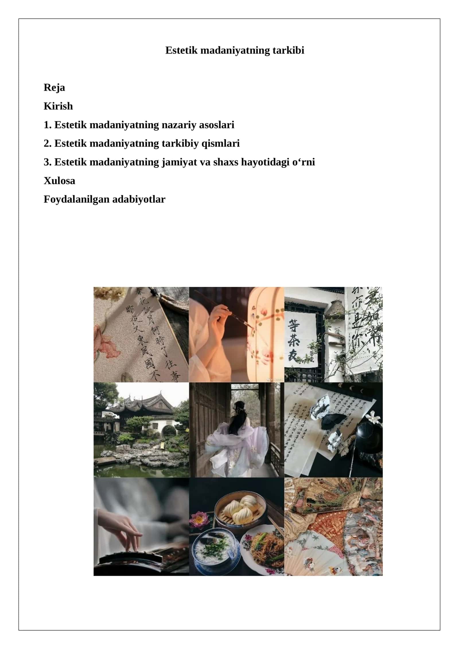 Estetik madaniyatning tarkibi 1