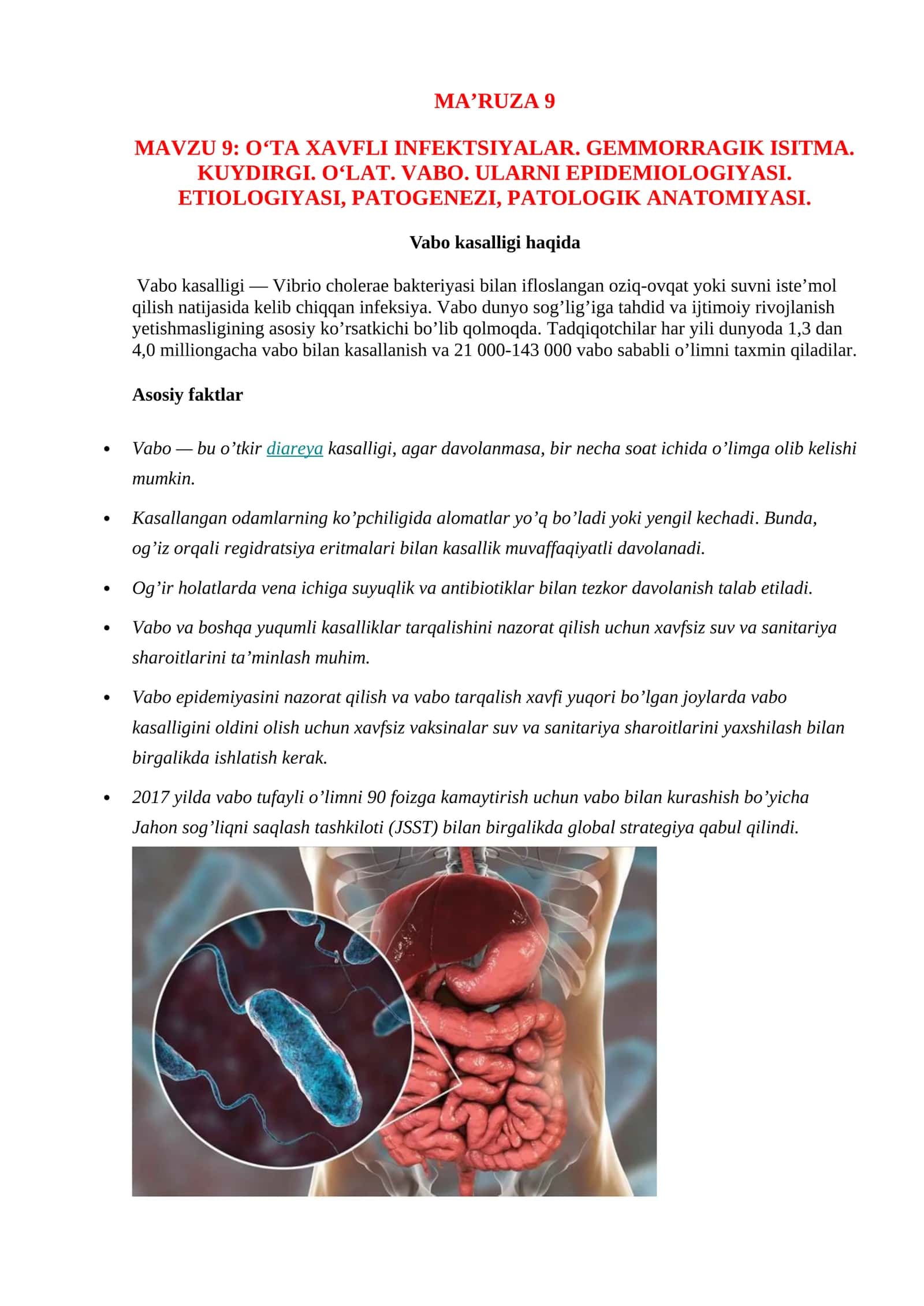 O‘TA XAVFLI INFEKTSIYALAR. GEMMORRAGIK ISITMA. KUYDIRGI. O‘LAT. VABO. ULARNI EPIDEMIOLOGIYASI. ETIOLOGIYASI, PATOGENEZI, PATOLOGIK ANATOMIYASI 1