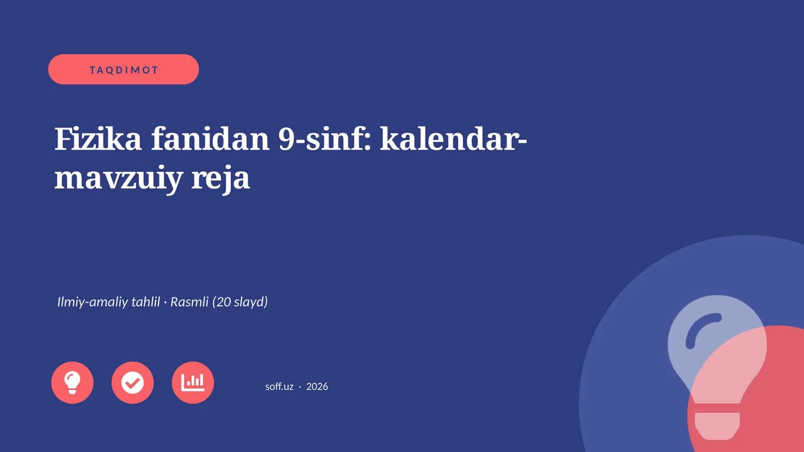 Fizika fanidan 9-sinf: kalendar-mavzuiy reja 1