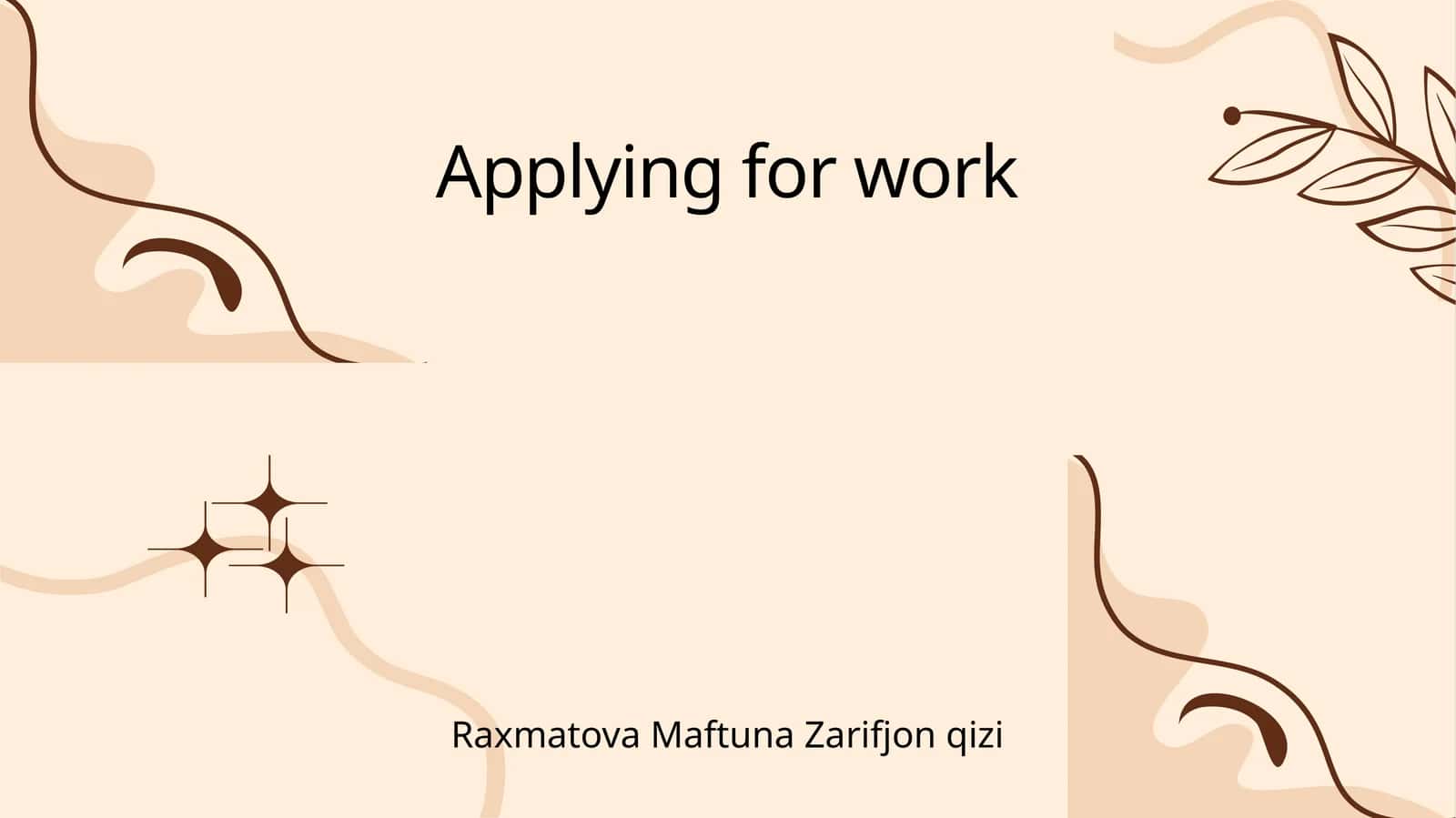 Applying for work 1