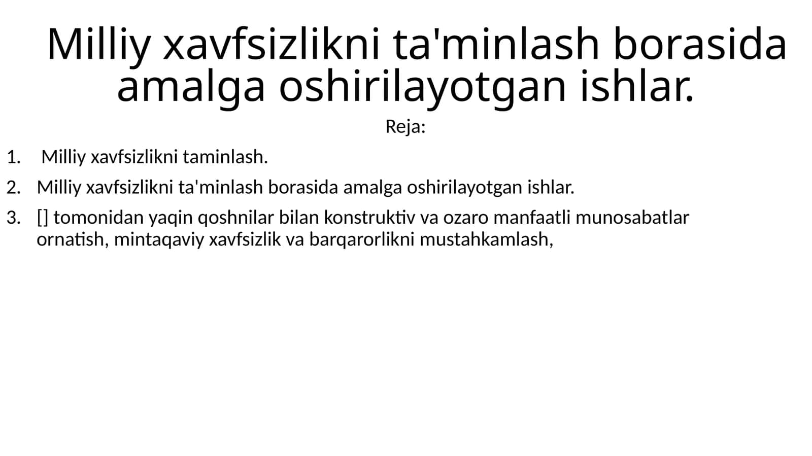 Milliy xavfsizlikni taminlash 1
