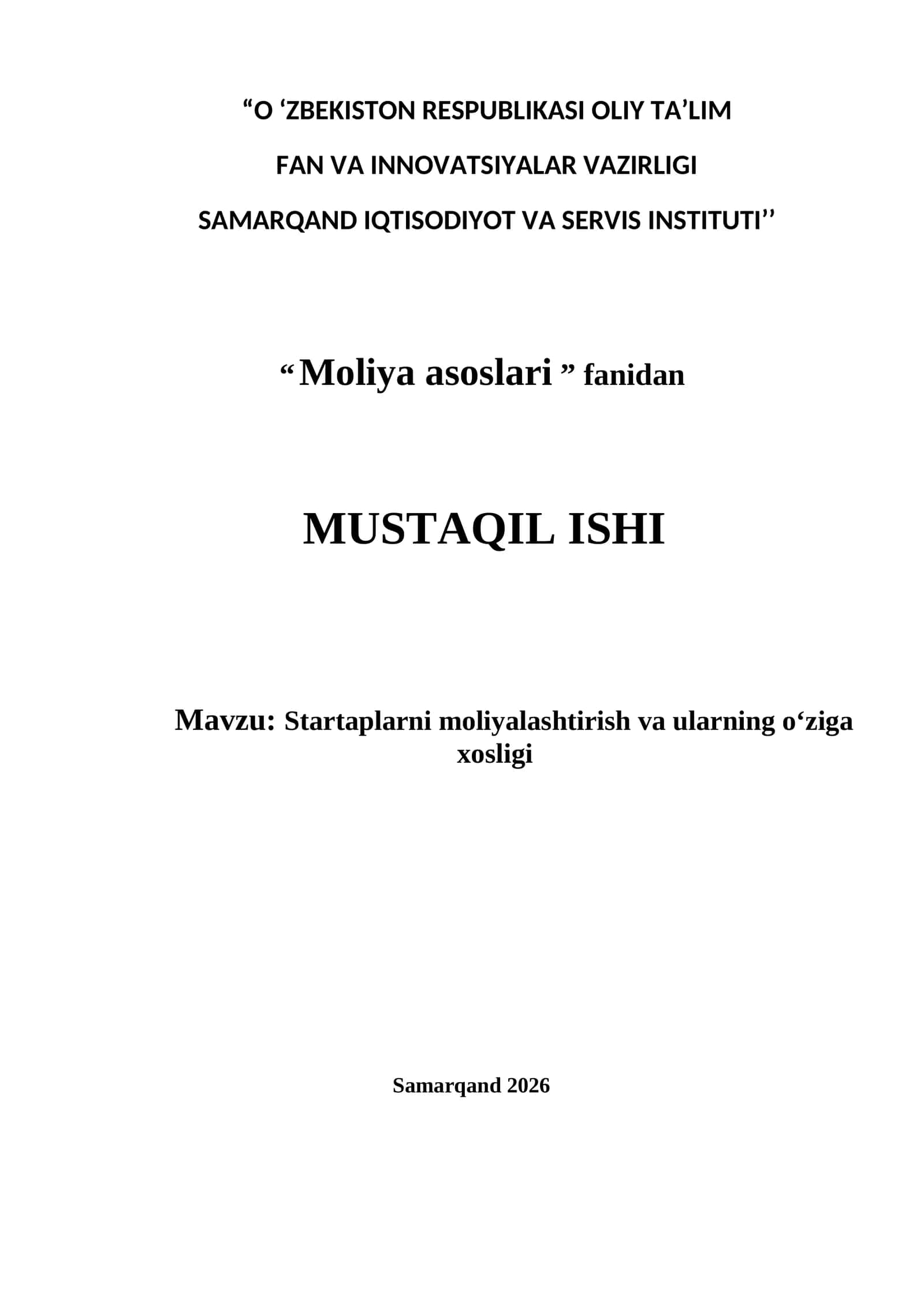 Moliya asoslari 1