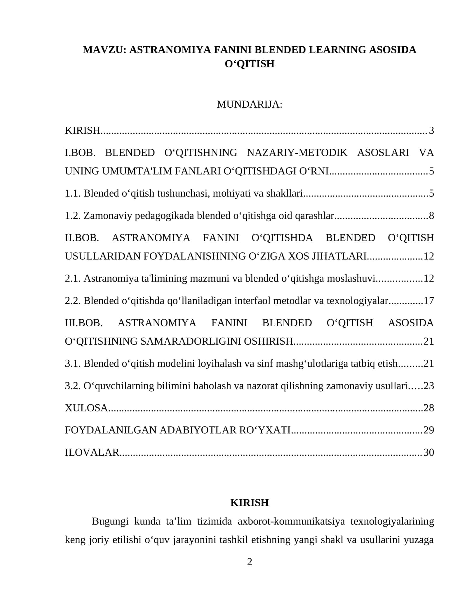 ASTRANOMIYA FANINI BLENDED LEARNING ASOSIDA O‘QITISH 1