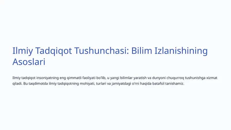 Ilmiy Tadqiqot Tushunchasi: Bilim Izlanishining Asoslari 1
