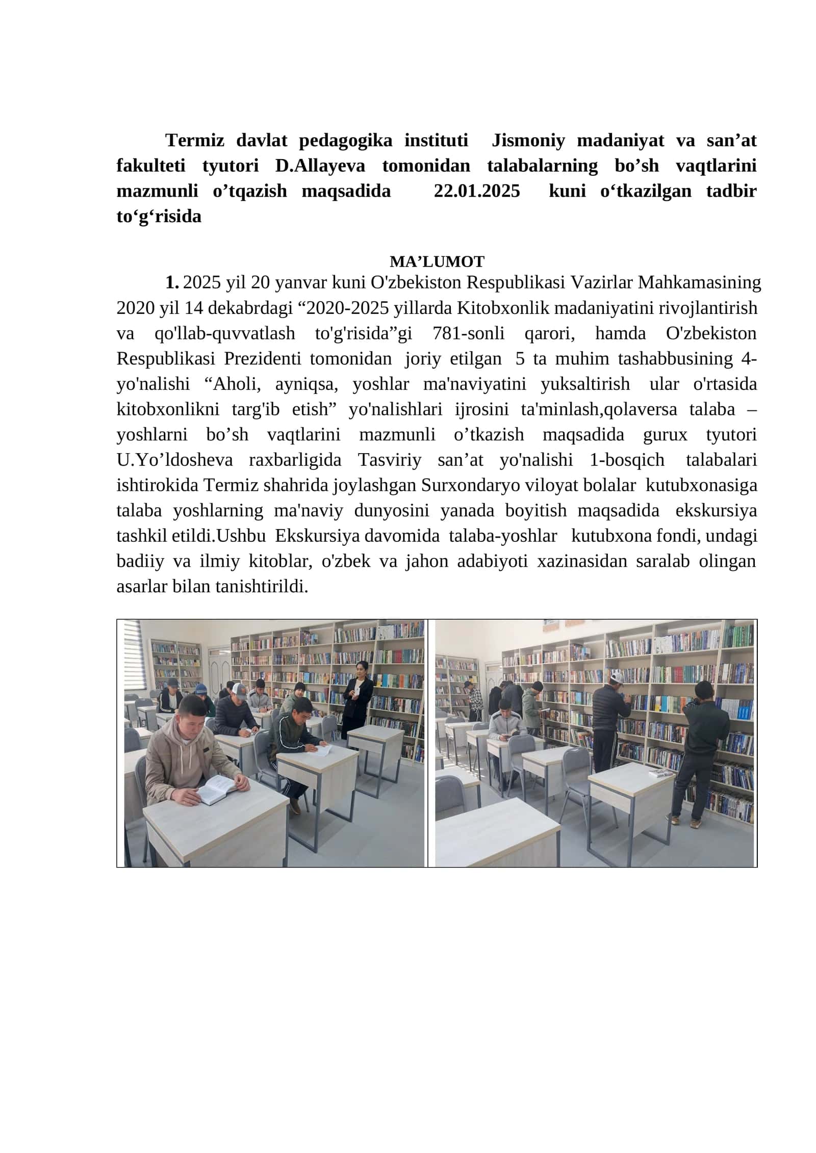 O'qish va kitobxonlik madaniyati 1