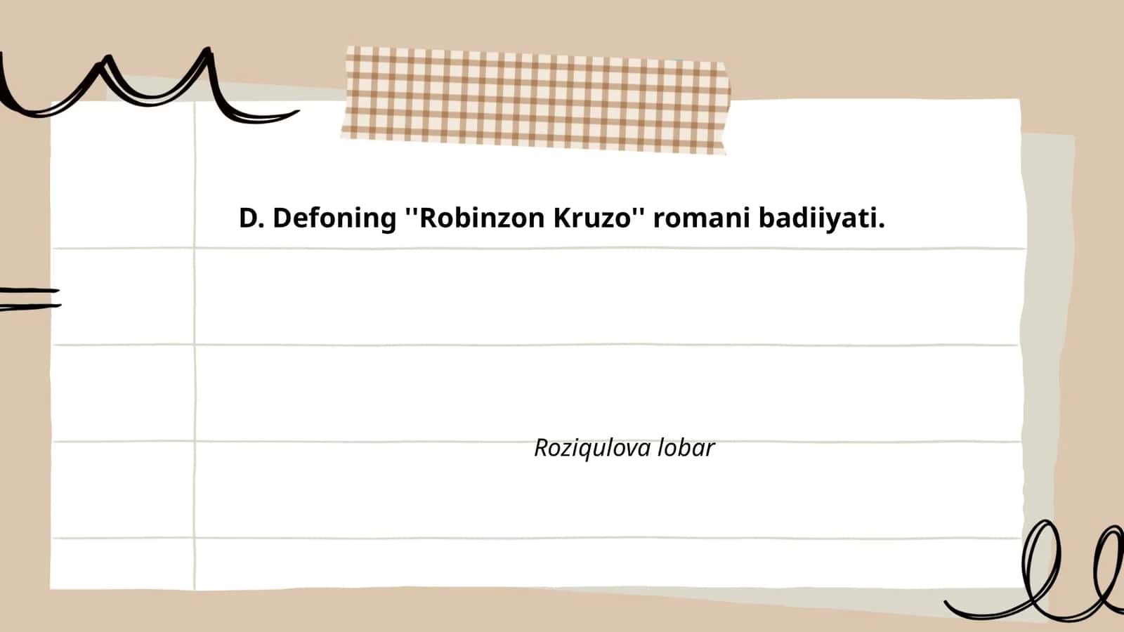 Robinzon Kruzo Romani 1