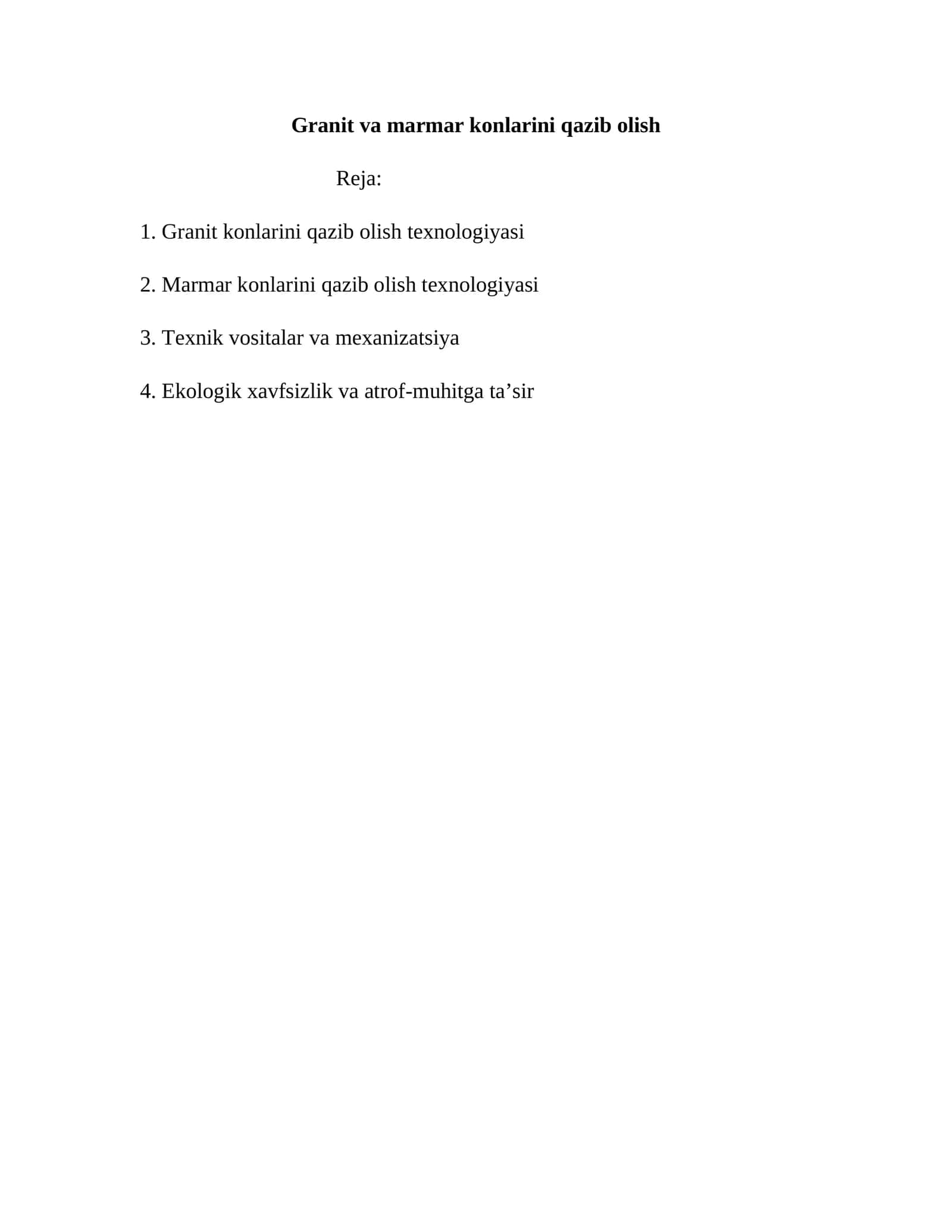 Granit va marmar konlarini qazib olish 1