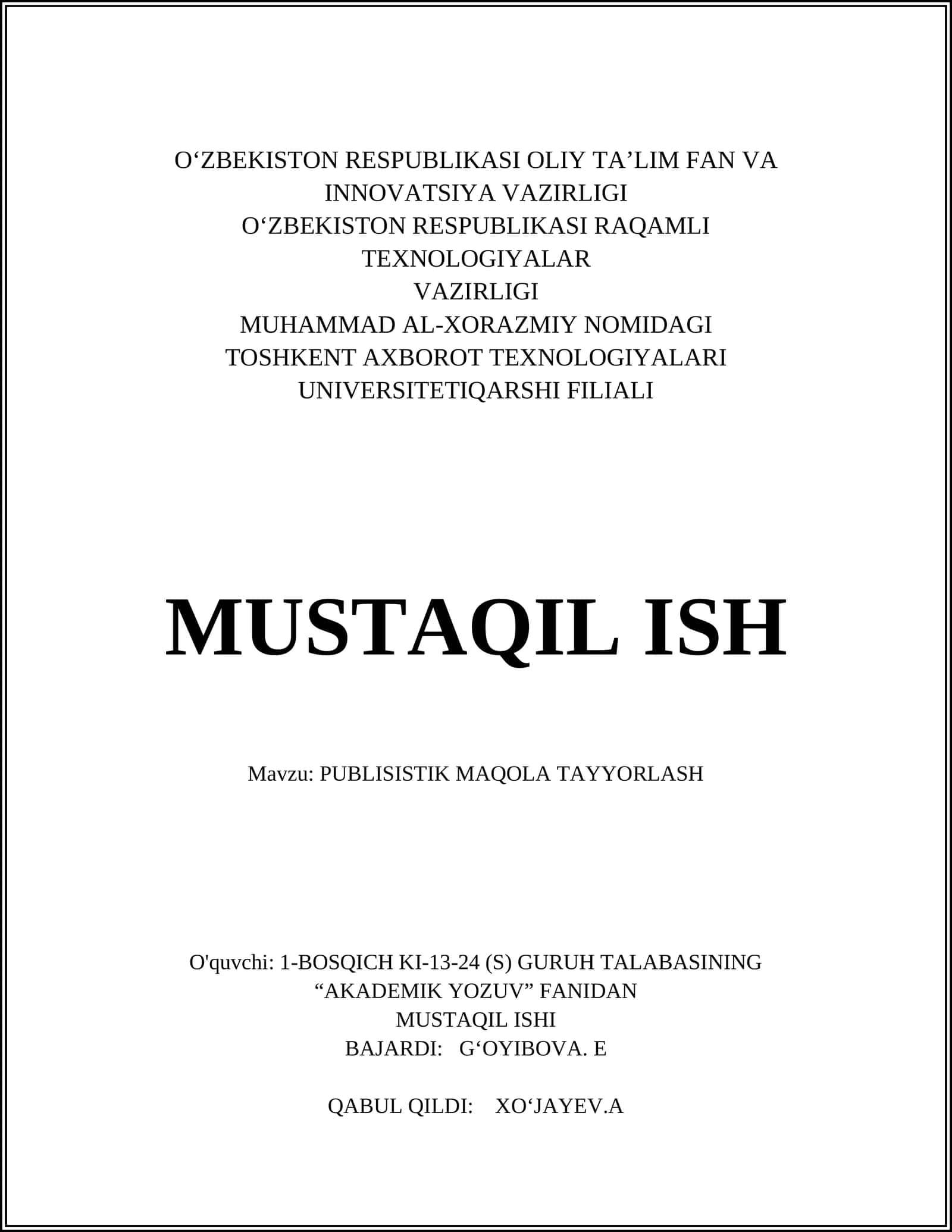 PUBLISISTIK MAQOLA TAYYORLASH 1