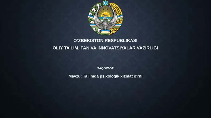 Psixologik xizmatlar ta'lim tizimida 1