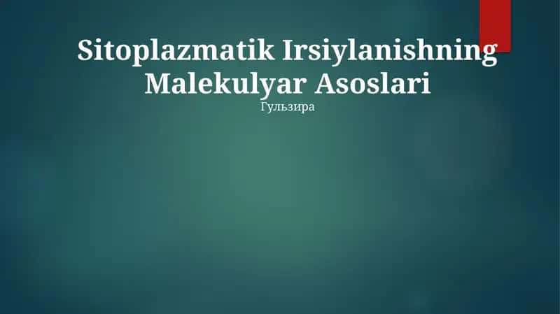 Sitoplazmatik Irsiylanishning Malekulyar Asoslari 1