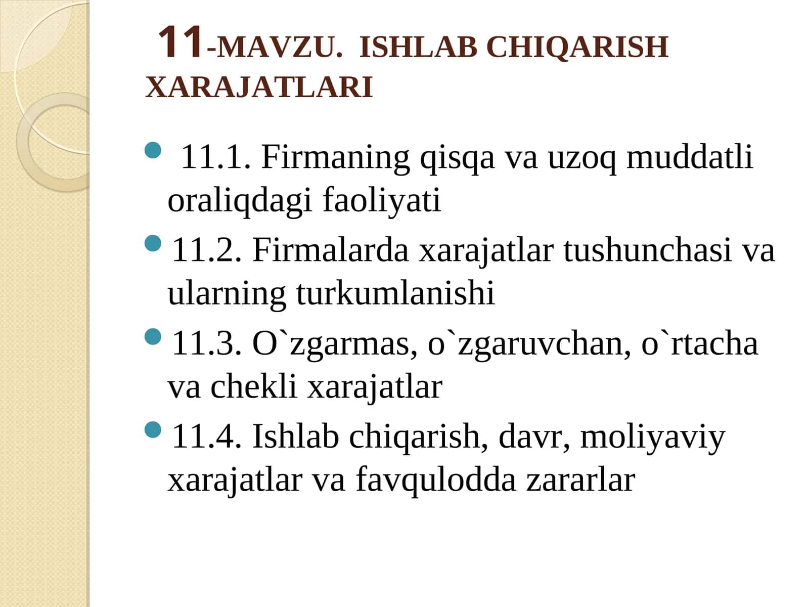 Ishlab chiqarish xarajatlari 1