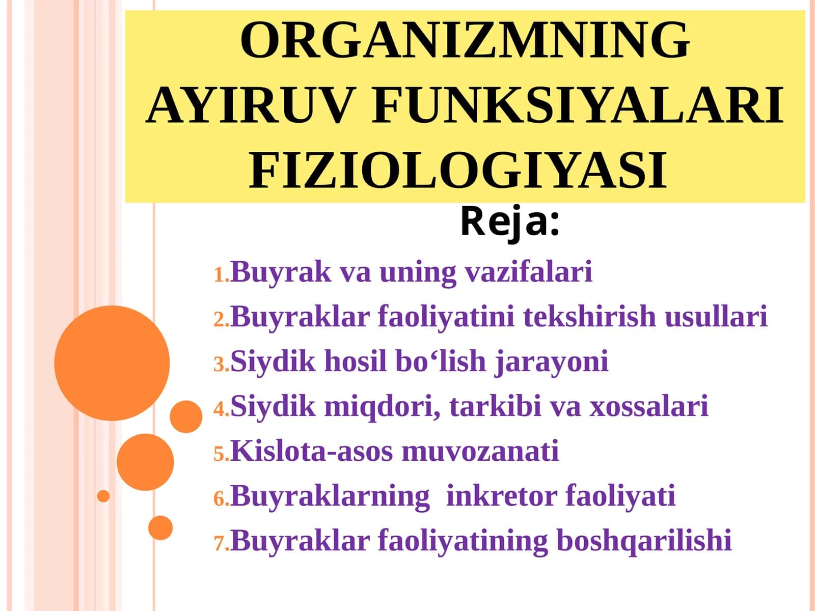 Organizmning ayiruv funksiyalari fiziologiyasi 1