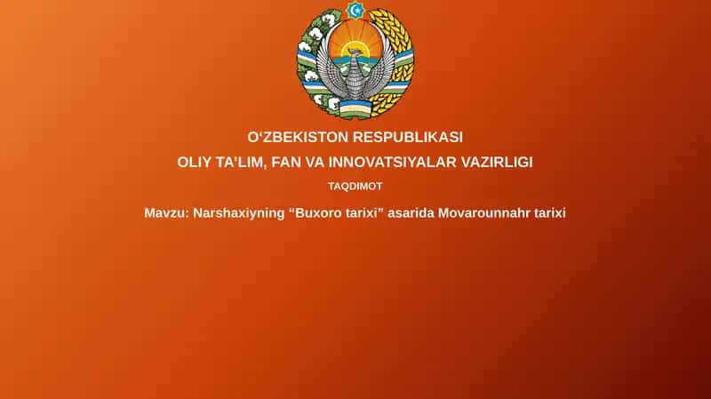 Narshaxiyning“Buxoro tarixi”asaridaMovarounnahrtarixi 1