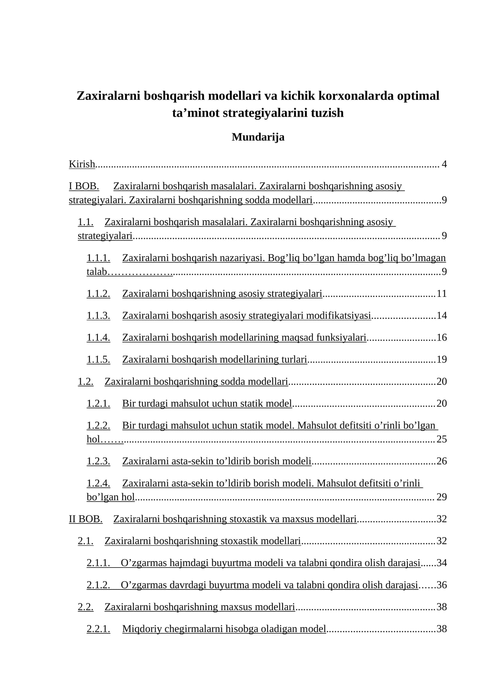 Zaxiralarni boshqarish modellari va kichik korxonalarda optimal ta’minot strategiyalarini tuzish 1
