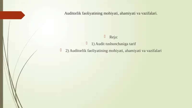 Auditorlik faoliyatining mohiyati, ahamiyati va vazifalari 1