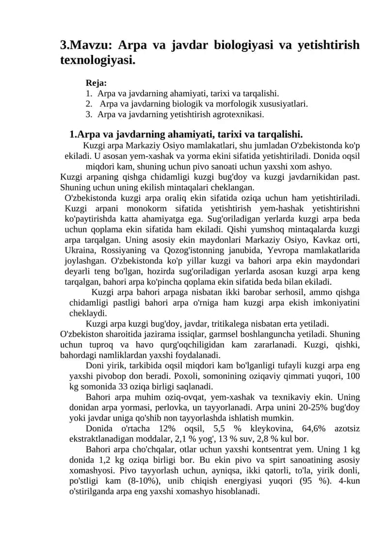 Kuzgi arpa yetishtirish texnologiyasi 1