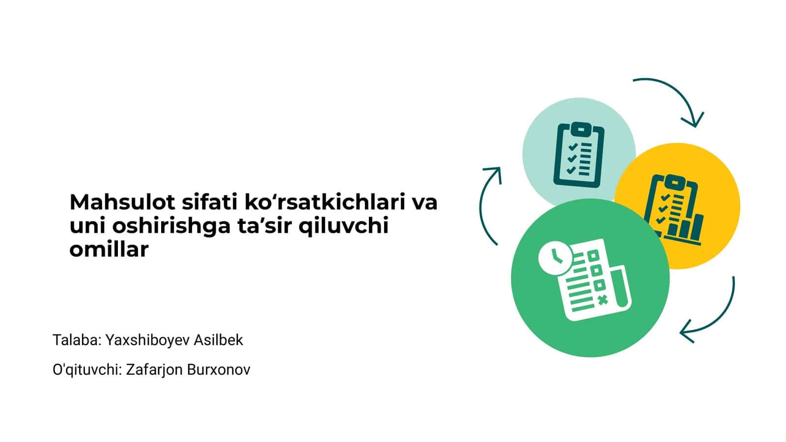 Mahsulot sifati koʻrsatkichlari va uni oshirishga taʼsir qiluvchi omillar 1