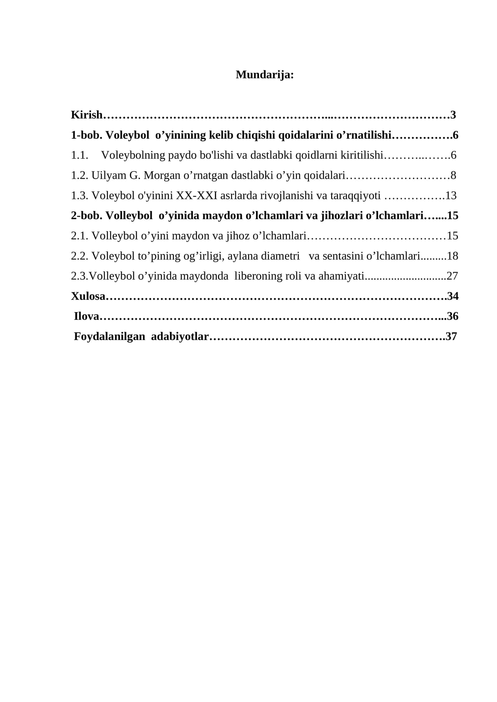 Voleybol maydoni va jihozlarining o'lchami 1
