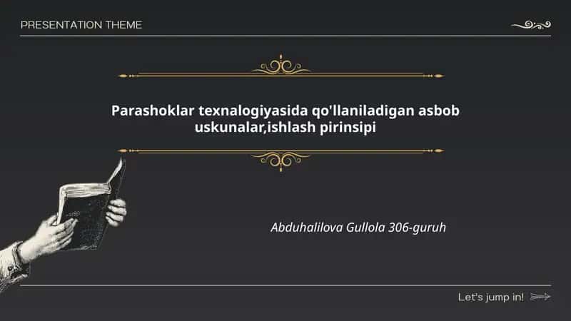 Parashoklar texnalogiyasida qo'llaniladigan asbob uskunalar, ishlash pirinsipi 1
