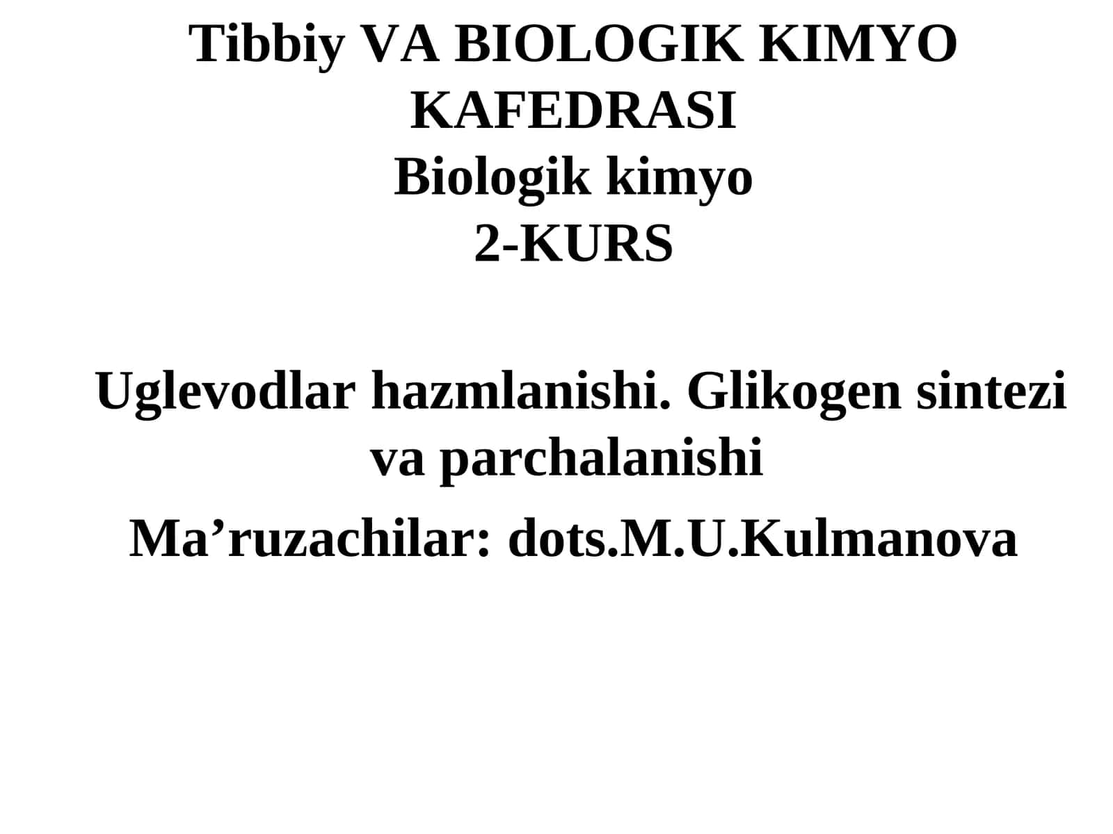 Biologik Kimyo 2-Kurs 1