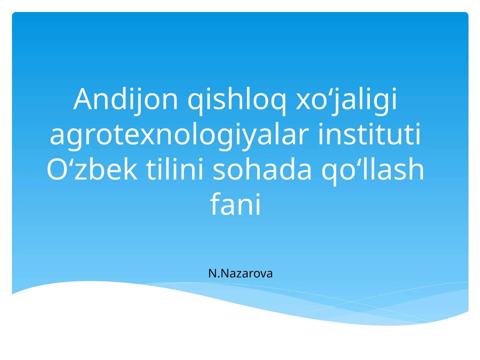 O‘zbek tilini sohada qo‘llash fani 1