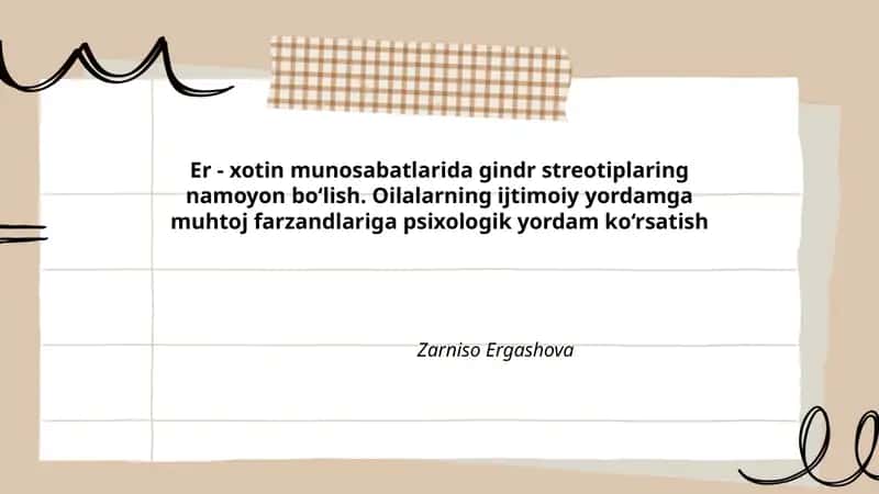 Er - xotin munosabatlarida gindr streotiplarning namoyon bo‘lish 1