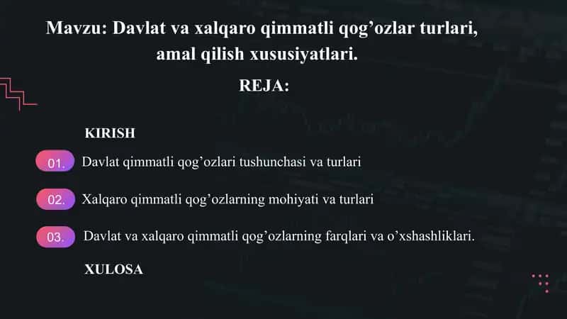 Qimmatli qog‘ozlar turlari va xususiyatlari 1