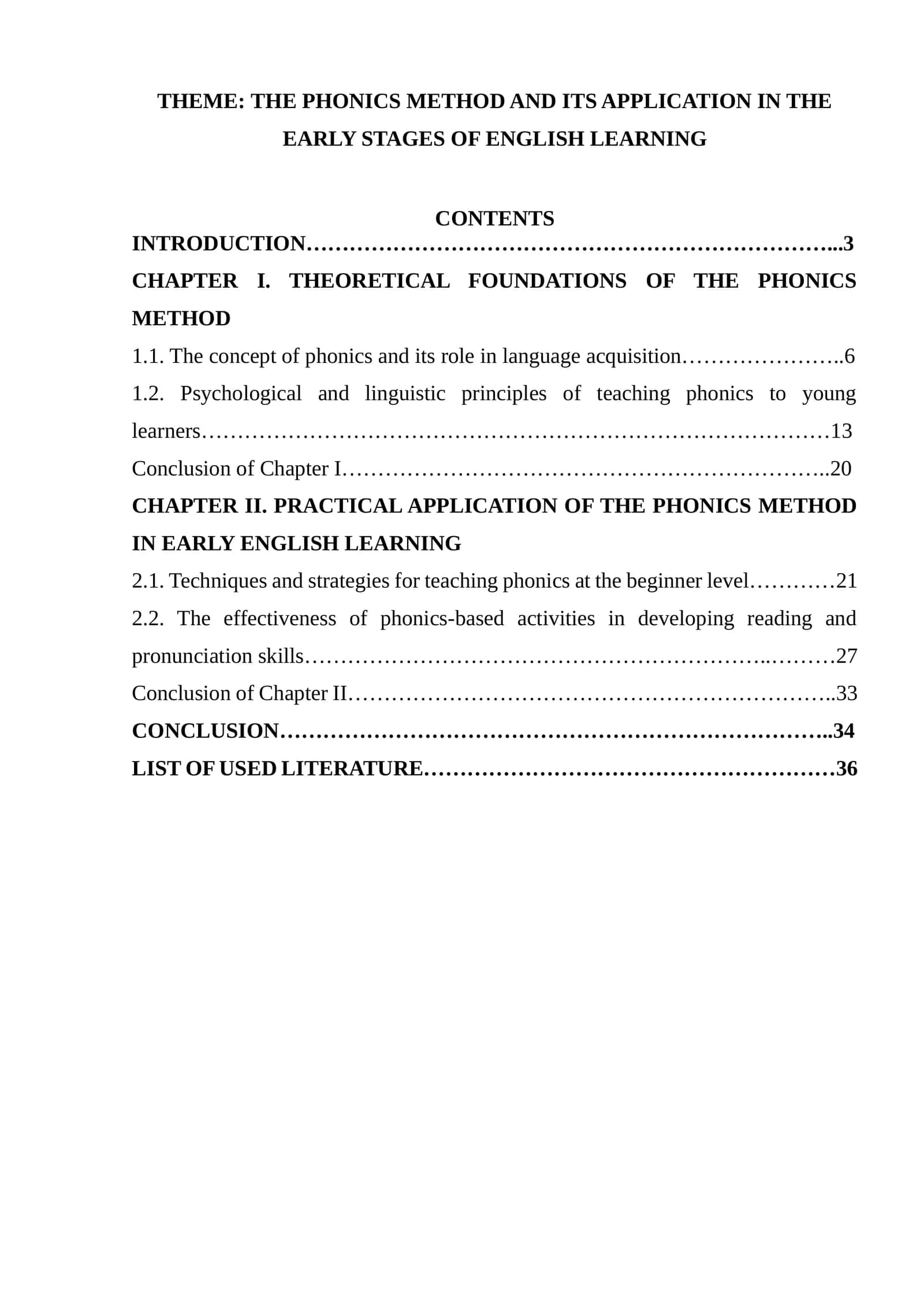 THE PHONICS METHOD AND ITS APPLICATION IN THE EARLY STAGES OF ENGLISH LEARNING 1