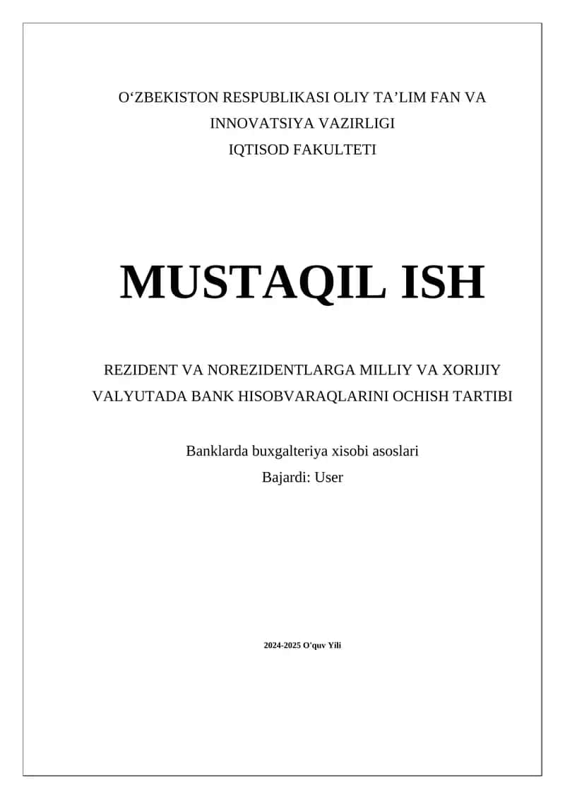 Bank hisobvaraqlarni ochish jarayoni 1