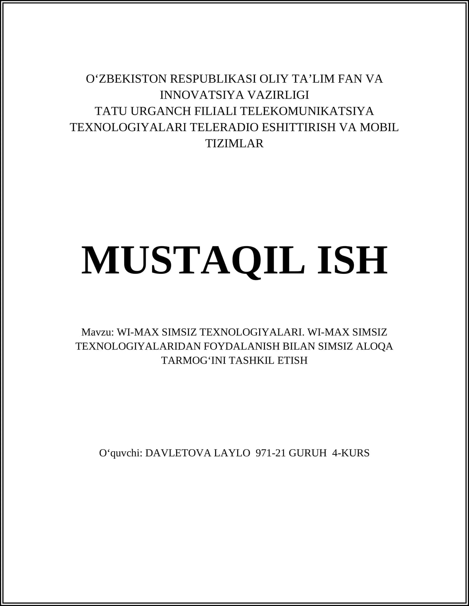 WI-MAX SIMSIZ TEXNOLOGIYALARI 1