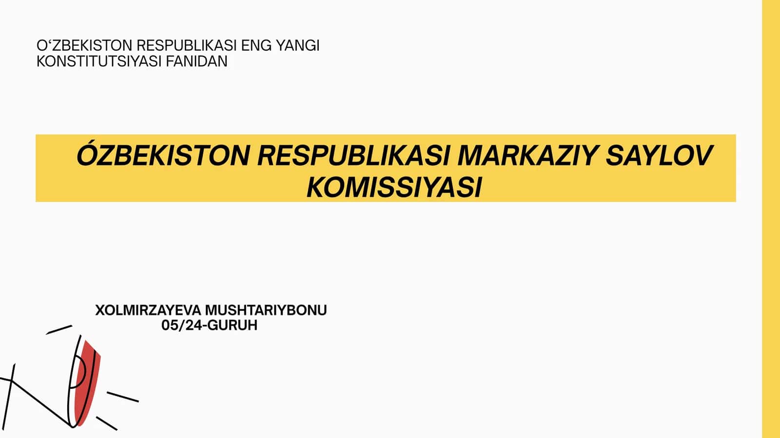 O'zbekiston Respublikasi Eng Yangi Konstitutsiyasi Fanidan 1