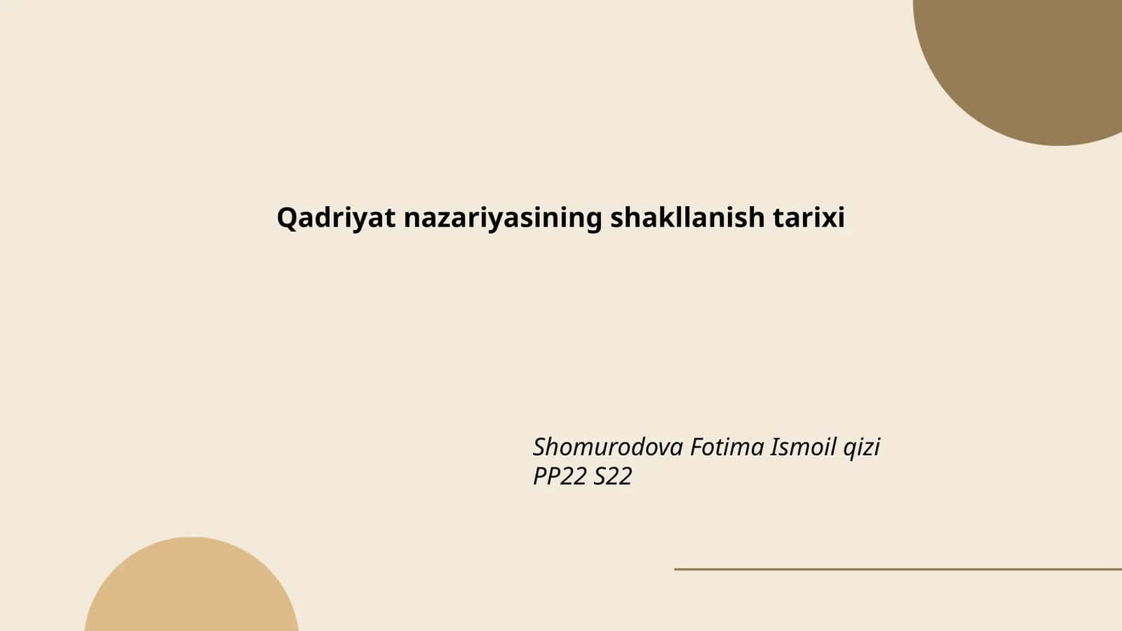 Qadriyat nazariyasining shakllanish tarixi 1