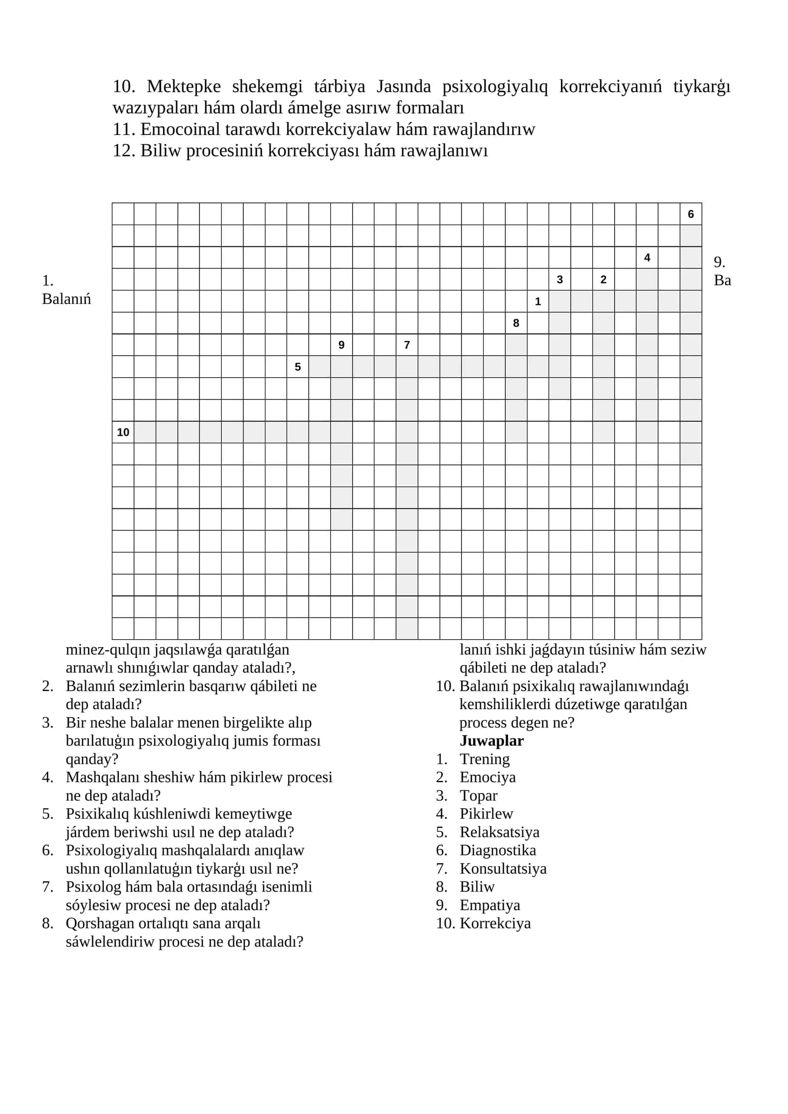 Mektepke shekemgi tárbiya Jasında psixologiyalıq korrekciyanıń tiykarģı wazıypaları hám olardı ámelge asırıw formaları 1