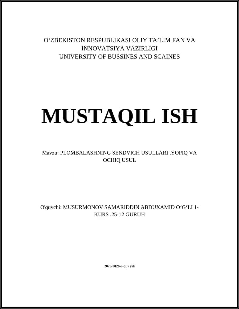PLOMBALASHNING SENDVICH USULLARI 1