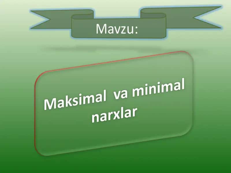 Tovarlar qiymati va ularning nafliligi 1