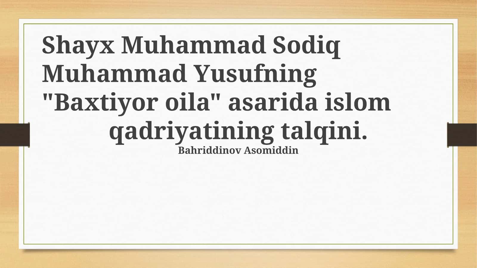 Baxtiyor oila asari haqida 1