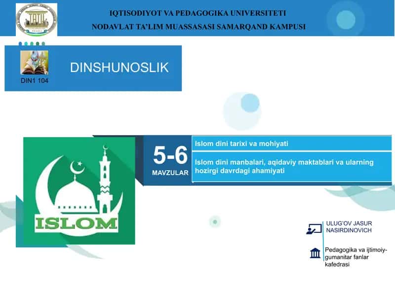 Islom dini tarixi va mohiyati 1